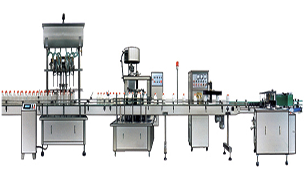 fully automatic production line filling capping sealing linjefyldningsdæksel induktionsforsegling.jpg