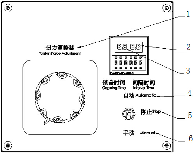 control panel for desktop screw capping machinery betjeningspanelfunktion til skruelågmaskiner.jpg